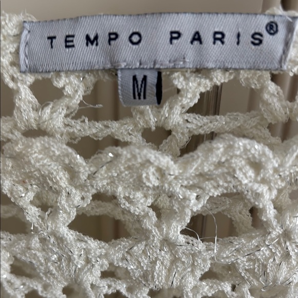 Tempo Paris White Crochet Knit Top M - Picture 3 of 4